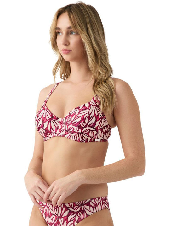 Bikini Σουτιέν D Cup Floral Μπορντό