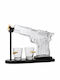 Decantor Din Sticlă Pentru Servire Whiskey 16.5cm Cu Dop Și Pahare Transparente 230ml