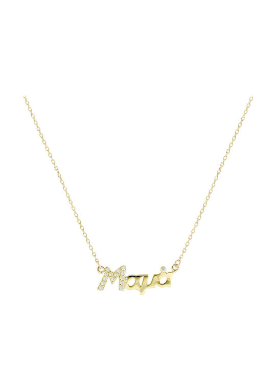 Mum Necklace From 9 K Gold With Zircon