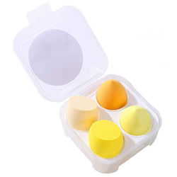 Set 4 Makeup Sponges In Yellow Egg Carton Box