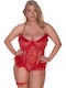 Plus Size Bodysuit Mit Transparenz Auto Lenkrad Fioğakia Rot