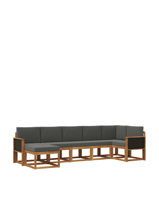 Ecksofa Outdoor Kunststoff mit Kissen 306x128.5...