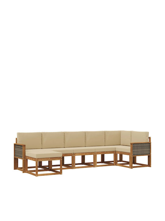 Ecksofa Outdoor Kunststoff mit Kissen 306x128.5...