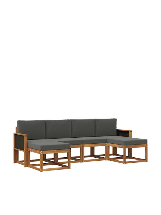 Ecksofa Outdoor Kunststoff mit Kissen 249x122.5...