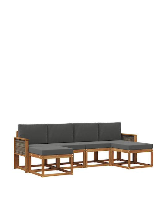 Ecksofa Outdoor Kunststoff mit Kissen 249x122.5x73cm