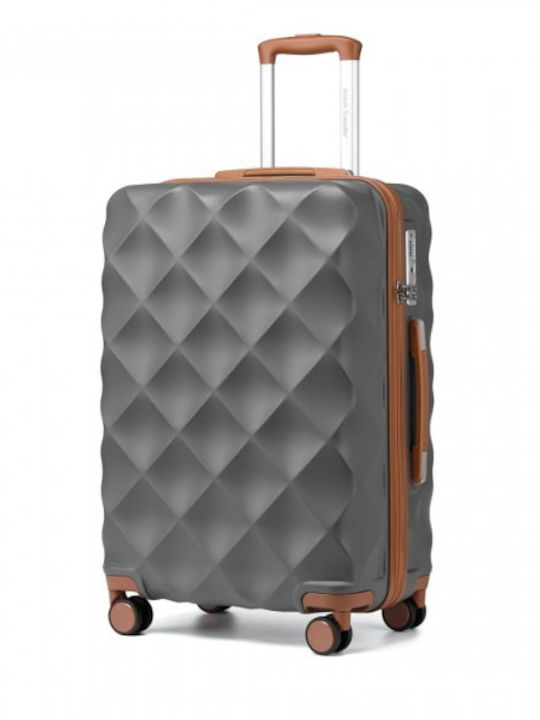 Miss Lulu British Traveller Mittlere Hartreisekoffer Grau und Braun mit 4 Rädern Höhe 66cm