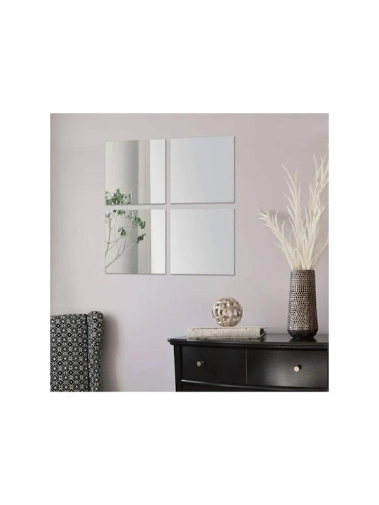 SteweHome Oglindă De Perete Cu Cadru Din Plastic Argintiu 20x20cm 4 Bucăți