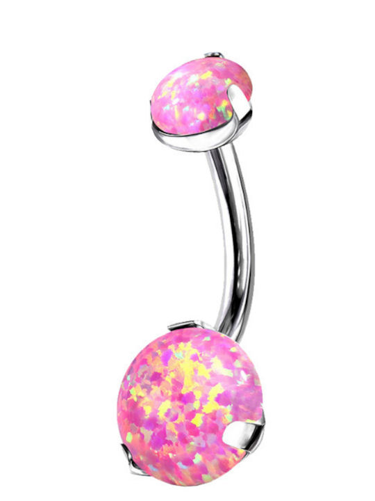 Silver And More Belly Button Piercing Earring Gold Plated Titanium 10 x 1.6mm Pink