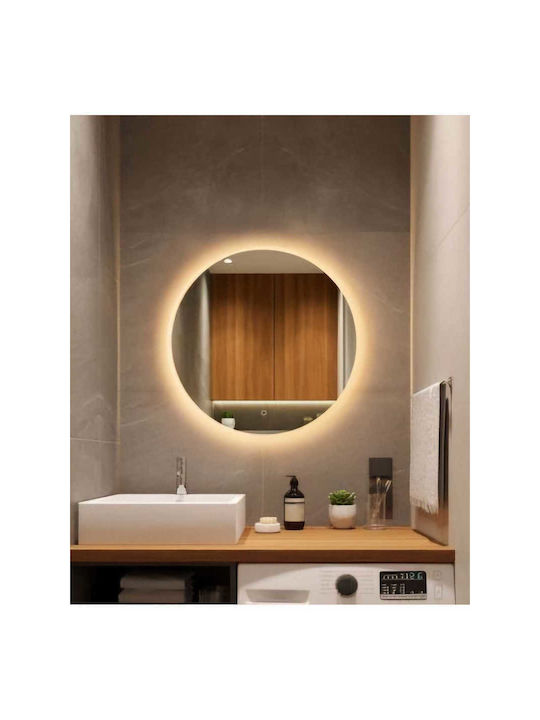 SteweHome SteweHome Wandspiegel mit Orange Rahmen & LED Beleuchtung Durchmesser 60cm