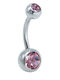 Silver And More Belly Button Piercing Earring Gold Plated Steel 10 x 5mm Pink