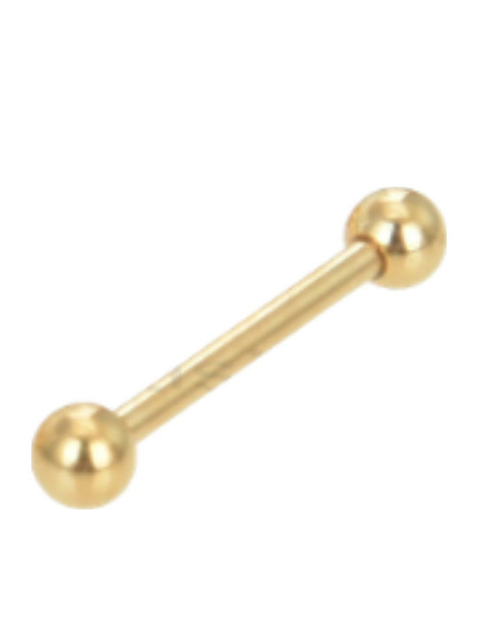 Silver And More Barbell Earring Gold Plated Steel 14 x 1.2mm