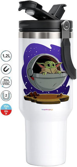 Baby Yoda Mandalorian Mega Travel Mug Double Wall Thermos 1.2L