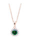 Silver And More Necklace From Pink Gold Plated Silver With Green Zircon