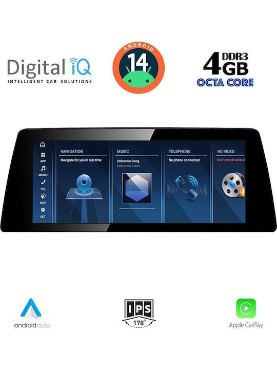 Digital IQ Car Audio System for BMW Series 5 (F10) 2011-2013 (Bluetooth/USB/AUX/WiFi/GPS/Apple CarPlay/Android Auto) with 10.25" Touch Screen