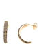 PS Silver Silver Gold Plated Hoop Earrings with Stones