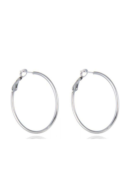 Silver And More Earrings Hoops with Clip Made of Steel