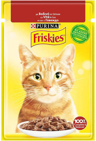 Purina Whiskas Υγρή Τροφή Για Ενήλικες Γάτες Σε Φακελάκι Με Βοδινό Και Κρέας 85gr