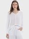 Women's Cotton Top with V-Neck White