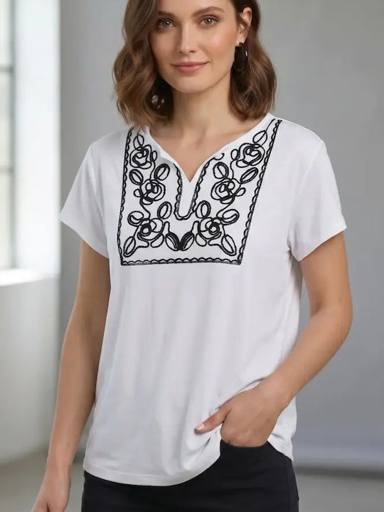 MCM Damenbluse Kurzärmelig Weiß