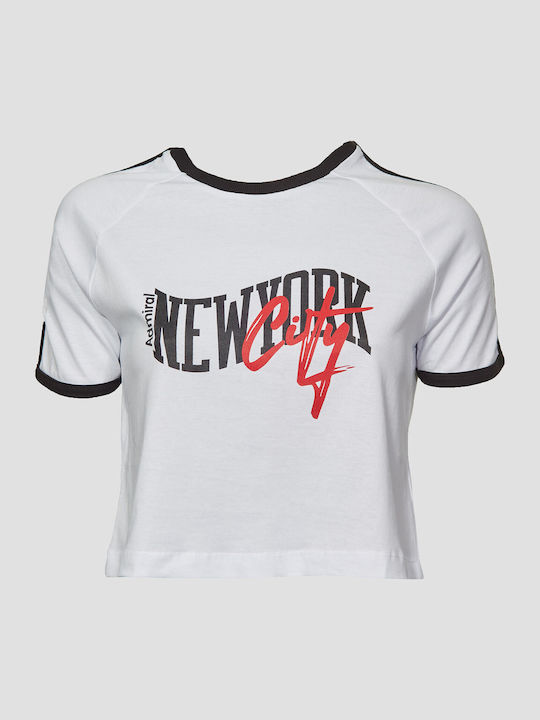 Admiral Γυναικείο Αθλητικό Crop T-shirt Λευκο