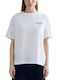 Damen Oversized T-Shirt Blumen Weiß-Blau