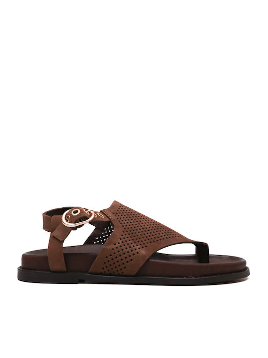 Inuovo Кожени Дамски Сандали Кафяви