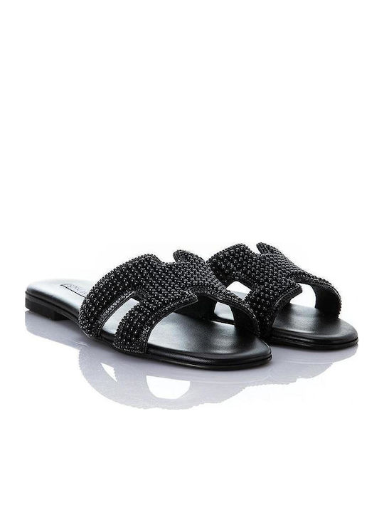 Sofia Manta Leather Women's Flat Sandals Black