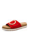 Leather Women's Sandals Flatforms Red