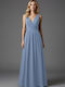 Summer Maxi Dress for Wedding - Christening Open Back Light Blue