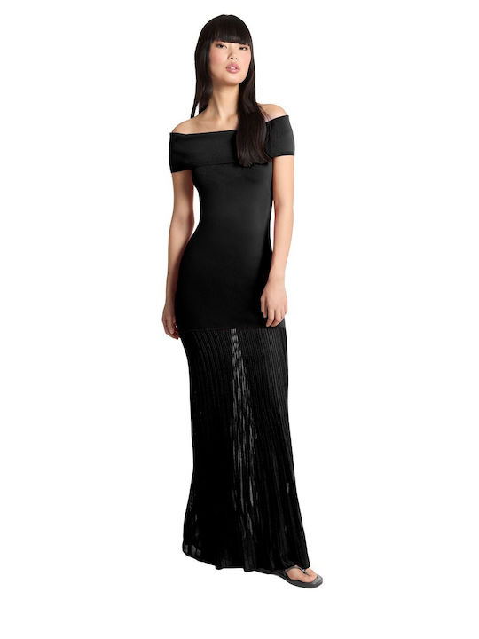 Maxi Βραδινό Φόρεμα με Διαφάνεια Black