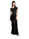 Maxi Βραδινό Φόρεμα με Διαφάνεια Black