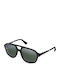 Unisex Sunglasses with Black Horn-Rimmed Frame and Black Mirror Lens
