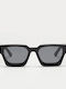 Cosselie Nice Unisex Sunglasses With Black Horn-Rimmed Frame And Black Polarized Lens