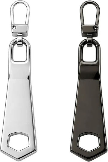Metallischer Reißverschlusshaken Mit Geometrischer Form Schwarz Nickel