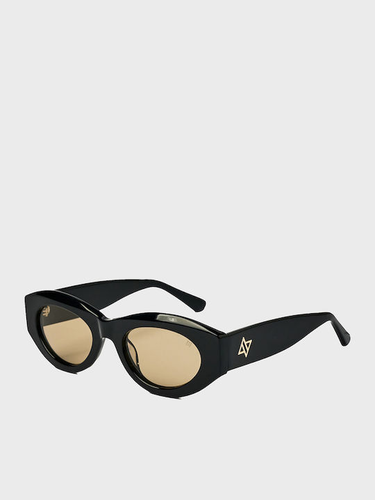 AV Sunglasses Black Sunglasses with Horn-Rimmed Frame
