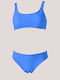 Sport Bikini Set Sports Bra Push Up Blue