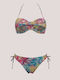 Set Bikini Push Up Floral Ροζ Φούξια Γκλίτερ