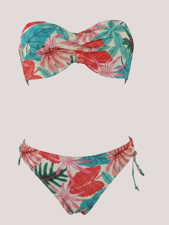 Bikini Set Push Up Floral Green Glitter