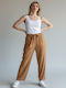 Damen Stoffhose mit Gummiband in Regulärer Passform Beige