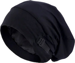 Turban Sleep Cap Cotton Lycra Satin Lined Black Hair Headband