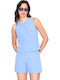 Γυναικείο Δερμάτινο Ψηλόμεσο Σορτς Summer Blue