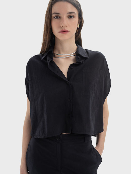 Shirt Μακρυμάνικο Γυναικείο Πουκάμισο Black