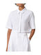 Short Sleeve Women's Linen Shirt White