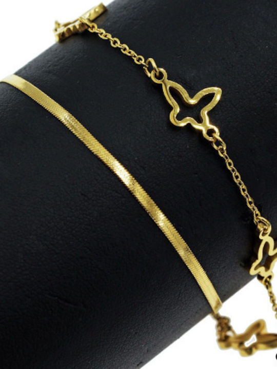 Silver And More Gold Plated Stainless Steel Anklet Chain 22cm