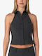 Sleeveless Women's Shirt Grey Pin Stripe Striped