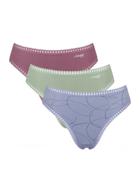Sloggi Cotton Women's Briefs 3Pack With Lace Mint