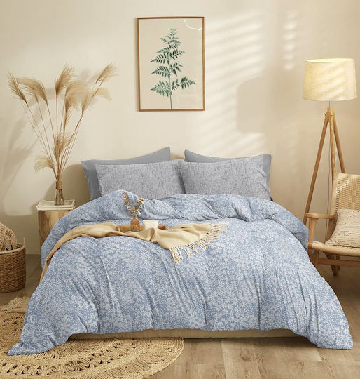 Cokitex Marta Pansy Σετ Μαξιλαροθήκες με Φάσα Denim 50x70εκ.