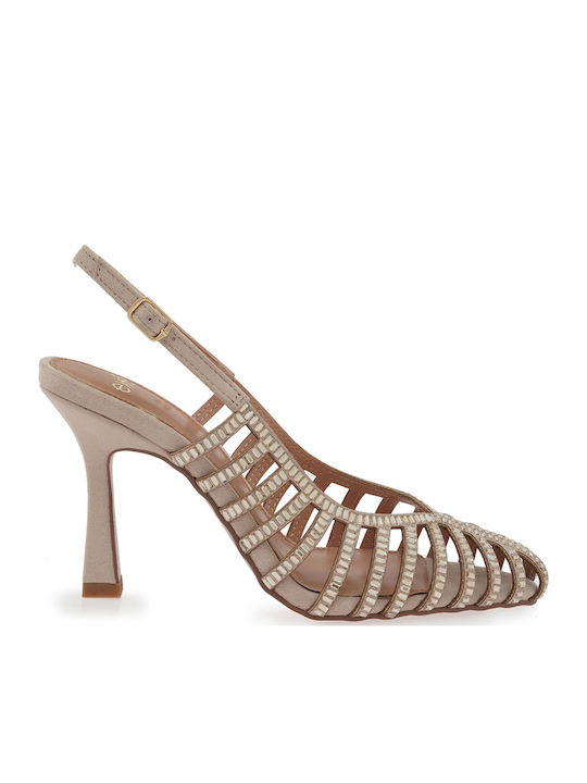 Wildleder Pumps mit Hohem Absatz Beiges