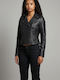 Leather Women's Jacket for Winter Black