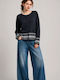 Long Women's Knitted Cardigan Black